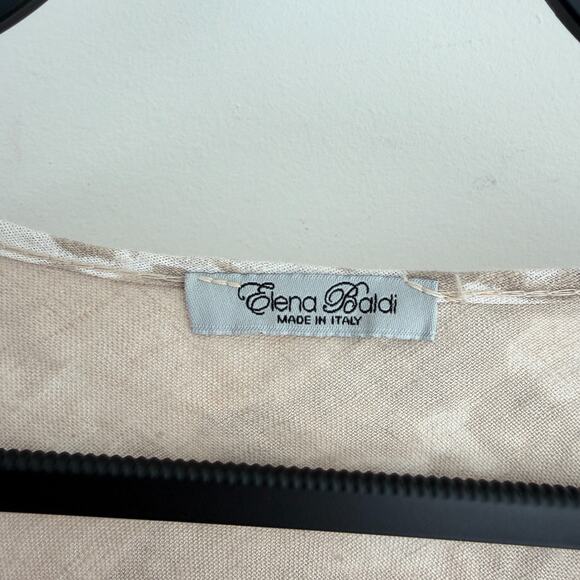 Elena Baldi 100% Linen Poncho Caftan One Size Made In Italy Lagenlook Boho Tan - Picture 8 of 9